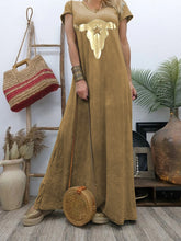 Load image into Gallery viewer, Casual Loose V Neck Long Sleeve Maxi Dress