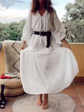 Load image into Gallery viewer, Fashionable Solid Color V-neck Casual Dress