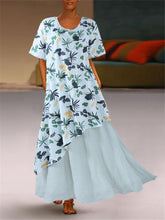 Load image into Gallery viewer, Floral Printed Fake Two Irregular Maxi Dress