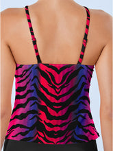 Load image into Gallery viewer, Zebra Print Hanky Hem High Neck Tankini
