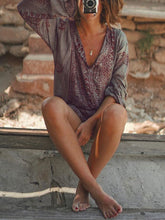 Load image into Gallery viewer, Bohemian Long Sleeve V-neck Dress