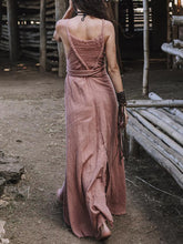 Load image into Gallery viewer, Solid Color V-neck Strap Maxi Dress
