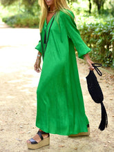Load image into Gallery viewer, Simple Casual Loose V-Neck Long Sleeve Maxi Dress