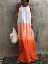 Load image into Gallery viewer, Bohemian Solid Color Stitching Suspender Maxi Dress