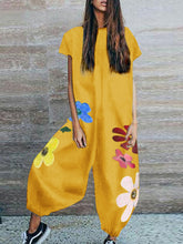 Load image into Gallery viewer, Short Sleeve Floral Print Jumpsuit