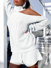 Load image into Gallery viewer, Sexy Hollow Solid Color High Neck Two-piece Suit