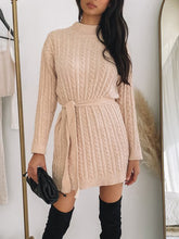 Load image into Gallery viewer, Casual Solid Color Round Neck Wool Dress