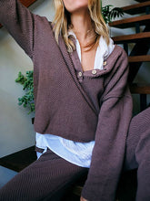 Load image into Gallery viewer, Button Collar Loose Tops Casual Pants Knitted Suit