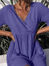 Load image into Gallery viewer, Solid Cross Front V-neck Pleated Casual Dress
