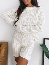 Load image into Gallery viewer, Long Sleeve Sweater Casual Shorts Knit Set