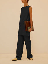 Load image into Gallery viewer, Solid Color Casual Sleeveless Long Tops Loose Trousers Two-Piece Suit