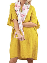 Load image into Gallery viewer, Round Neck Flare Sleeve Casual Dress