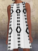 Load image into Gallery viewer, Geometric Pattern A-line Retro Print Pocket Casual Dress