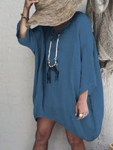 Load image into Gallery viewer, Round Neck Casual Solid Linen Blouses
