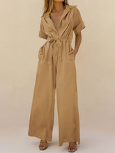 Load image into Gallery viewer, Fashion Simple Casual Loose V Neck Short-Sleeved Jumpsuit
