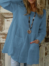 Load image into Gallery viewer, Long Sleeve Loose Round Neck Shirt Casual Tops