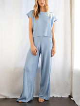 Load image into Gallery viewer, Simple Casual Loose Short Sleeve Top Pants Knitted Suit