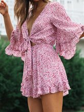 Load image into Gallery viewer, Lace Flared Sleeve Ruffled Casual Dress
