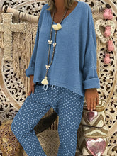 Load image into Gallery viewer, Knitted Loose Top Polka Dot Trousers Women's Set
