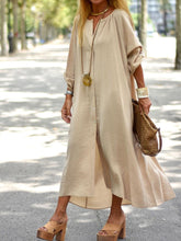Load image into Gallery viewer, Simple Lantern Sleeve Loose Casual Button Long Dress