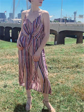 Load image into Gallery viewer, V-neck Stripe Printed Loose Jumpsuit