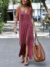 Load image into Gallery viewer, Simple Casual Loose V Neck Dress