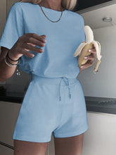 Load image into Gallery viewer, Casual Loose Solid Color Round Neck Two-piece Suit