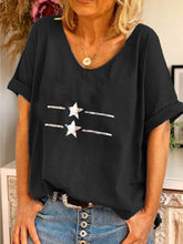 Load image into Gallery viewer, V-Neck Printed Short-Sleeved T-Shirt