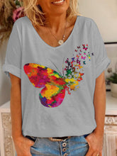 Load image into Gallery viewer, Casual Loose V-Neck Butterfly T-Shirt Top