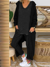 Load image into Gallery viewer, Solid Color Top Trousers and Cardigan Outwear Three-piece Suit