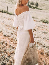 Load image into Gallery viewer, Bohemian Solid Color Off-the-shoulder Maxi Dress