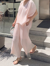 Load image into Gallery viewer, Simple Casual Loose And Comfortable V Neck Top Pants Suit