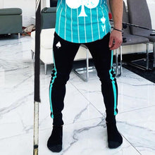 Load image into Gallery viewer, Men'S Blue Gradient Stripe Short-Sleeved Trouser Suit