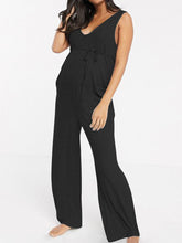 Load image into Gallery viewer, Casual Loose Short Sleeve V-neck Solid Color Pregnant Women's Jumpsuit