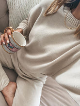 Load image into Gallery viewer, Simple Casual Loose Round Neck Blouse Pants Knitted Suit