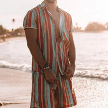Load image into Gallery viewer, Men Casual Stripes Two-Piece Suit