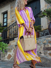 Load image into Gallery viewer, V-Neck Striped Bohemian Maxi Dress