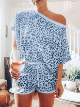 Load image into Gallery viewer, Fashion Round Neck Leopard Print Casual Suit