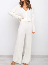 Load image into Gallery viewer, Casual Loose Solid Color Long Sleeve V-neck Two-piece Suit