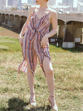 Load image into Gallery viewer, V-neck Stripe Printed Loose Jumpsuit