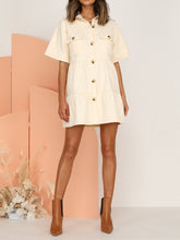 Load image into Gallery viewer, High Waist Button Workwear Casual Dress with Pockets