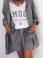 Load image into Gallery viewer, Casual Loose V-Neck Top Shorts Set