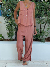 Load image into Gallery viewer, Casual Solid Color Sleeveless V-neck Two-piece Suit