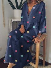 Load image into Gallery viewer, Multicolor Polka Dot Print Long Sleeve Maxi Dress