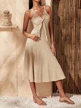 Load image into Gallery viewer, Elegant V-neck Neckline Knotted Slip Midi Dress