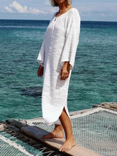 Load image into Gallery viewer, Long Sleeve Round Neck Solid Color Casual Dress