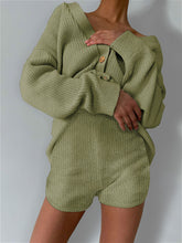 Load image into Gallery viewer, Casual Loose Solid Color V-neck Long-sleeved Jumpsuit