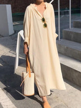 Load image into Gallery viewer, Casual Loose Solid Color V-neck Long Sleeve Dress