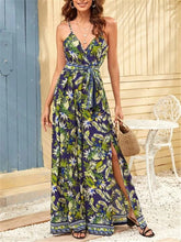 Load image into Gallery viewer, V-neck Plant Print Loose Jumpsuit