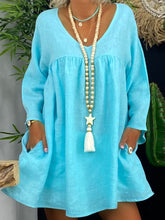 Load image into Gallery viewer, Simple Casual Loose V-Neck Mini Dress